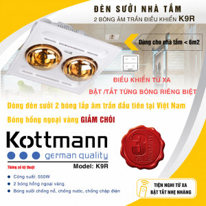 đèn sưởi 2 bóng âm trần có điều khiển từ xa