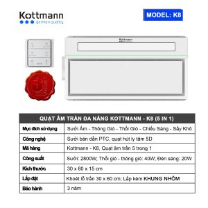 Quạt sưởi âm trần đa năng Kottmann