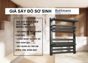 Khăn tắm luôn khô ráo nhờ giá sấy khăn Kottmann cho phòng tắm hiện đại