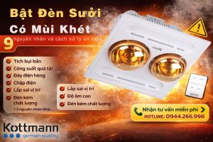 bật đèn sưởi có mùi khét