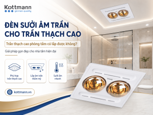 trần thạch cao phòng tắm lắp đèn sưởi âm trần